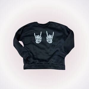 Skeleton spooky rock on skeleton hands sweatshirt | Sz M (NO SIZE TAG)